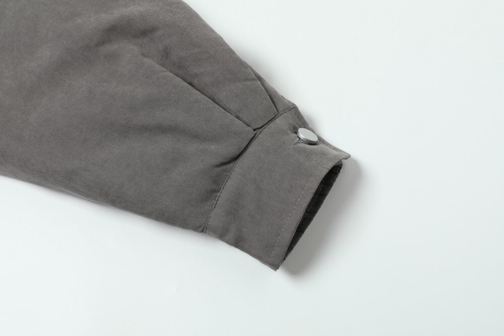 Vintage Contrast-Collar Cotton Bomber Jacket | Washed Gray