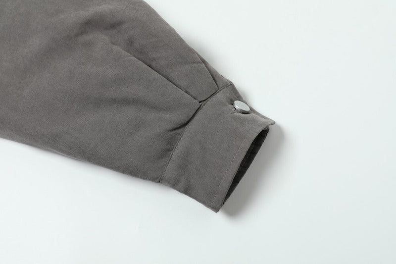 Vintage Contrast-Collar Cotton Bomber Jacket | Washed Gray