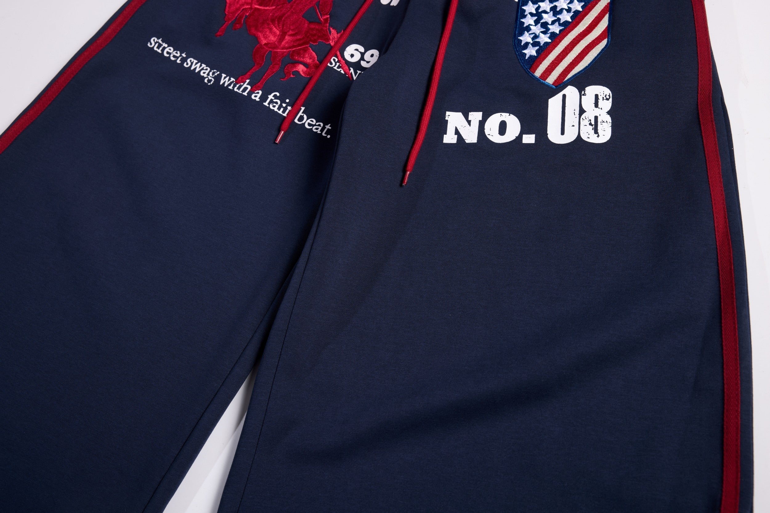 Retro College Badge Wide-Leg Sweatpants | Varsity Streetwear