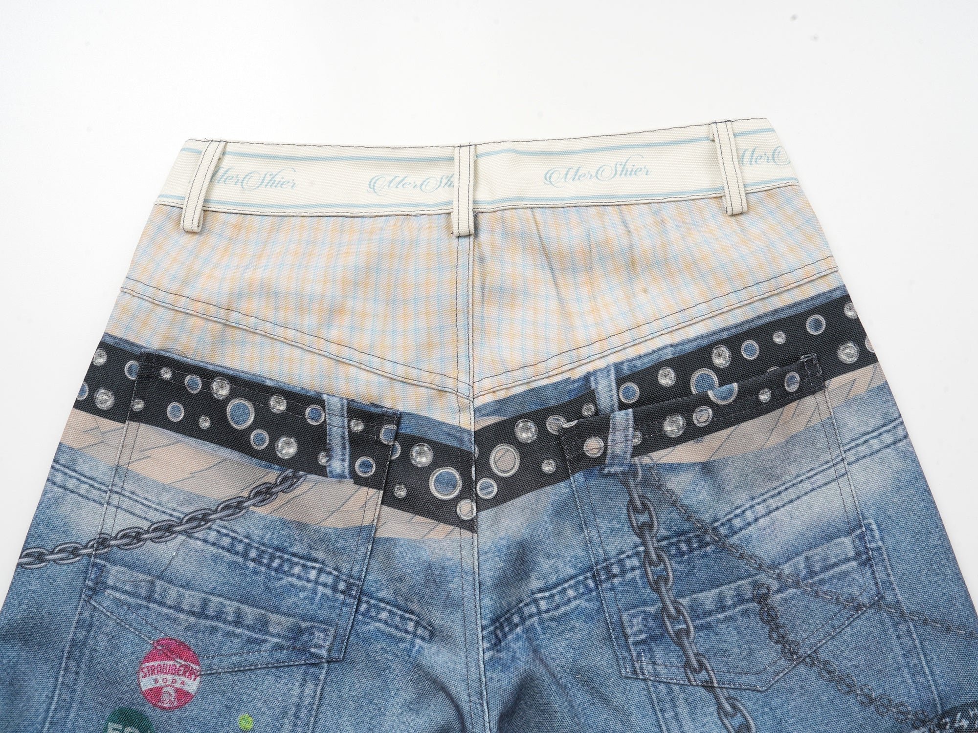Trompe-L'œil Wide-Leg Denim Print Pants | Y2K Streetwear