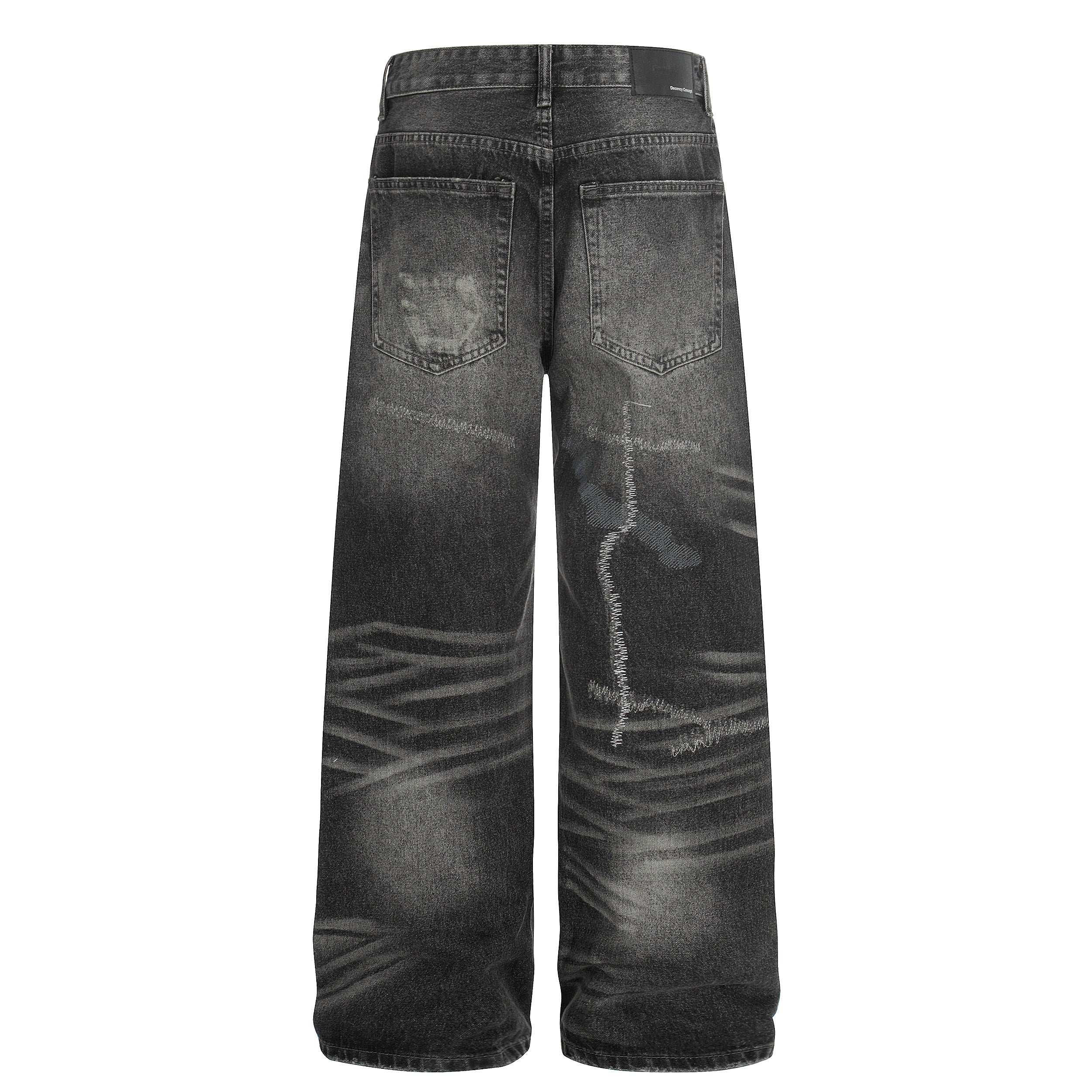 Omirad Washed Distressed Wide-Leg Denim Pants | Heavyweight Cotton