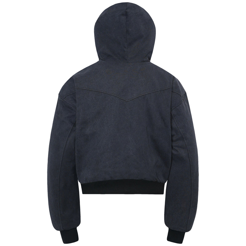 Omirad Vintage Hooded Cropped Cotton Bomber Jacket