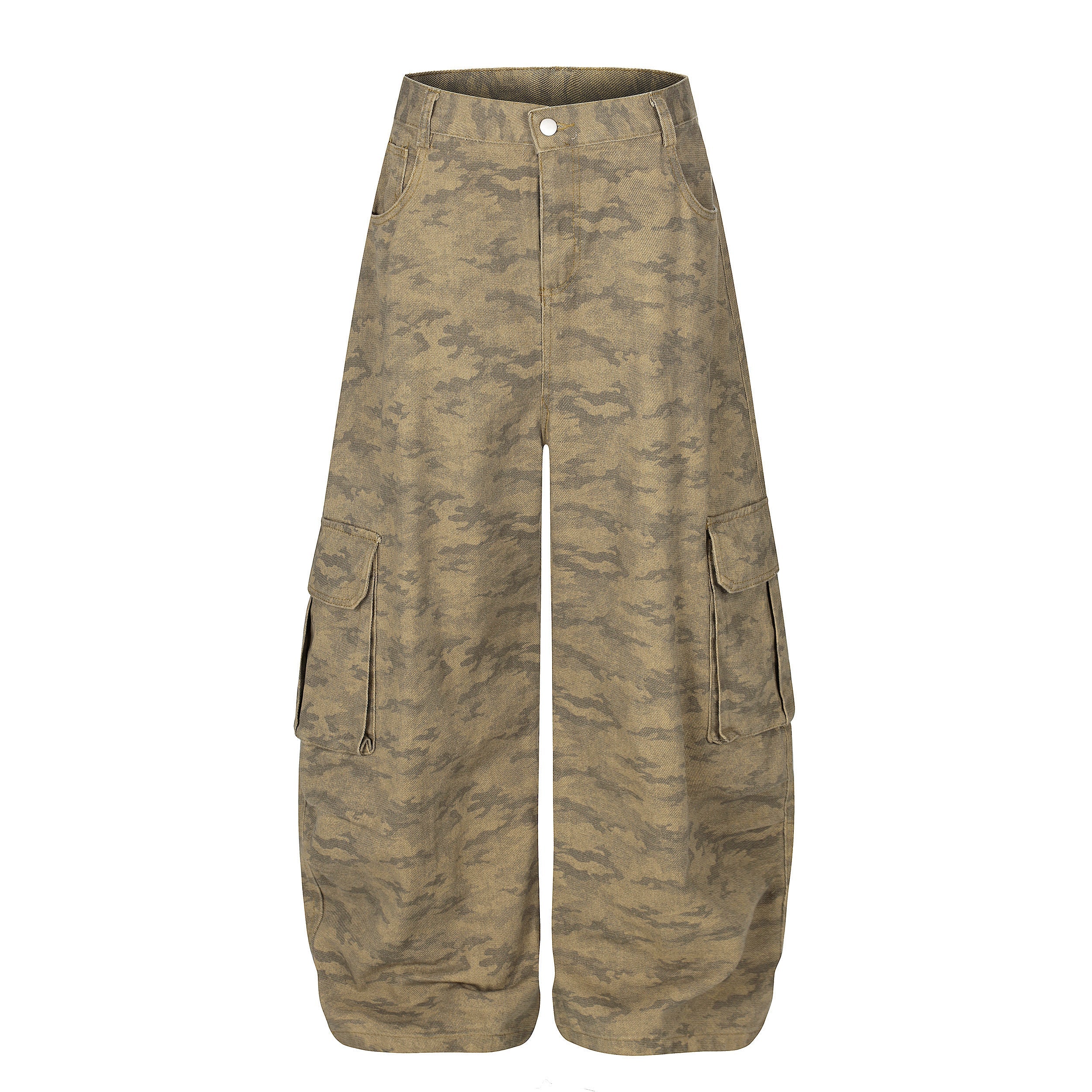 Omirad Desert Camo Wide-Leg Cargo Jeans | Streetwear Utility