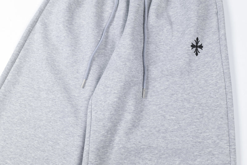 Gothic Cross Wide-Leg Sweatpants | FATFOCUS Logo Waistband