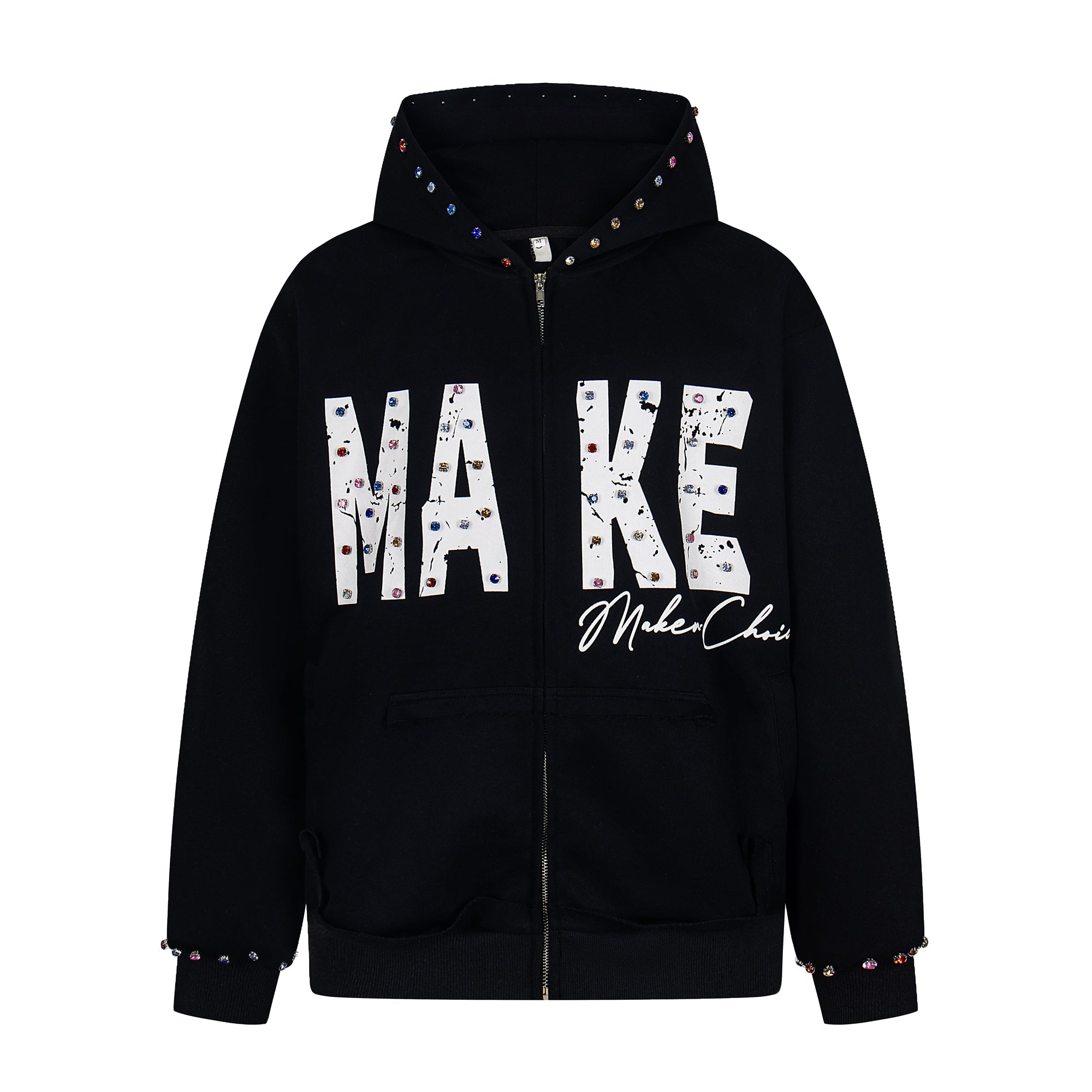 Omirad MAKE Studded Zip Hoodie | Oversized Streetwear