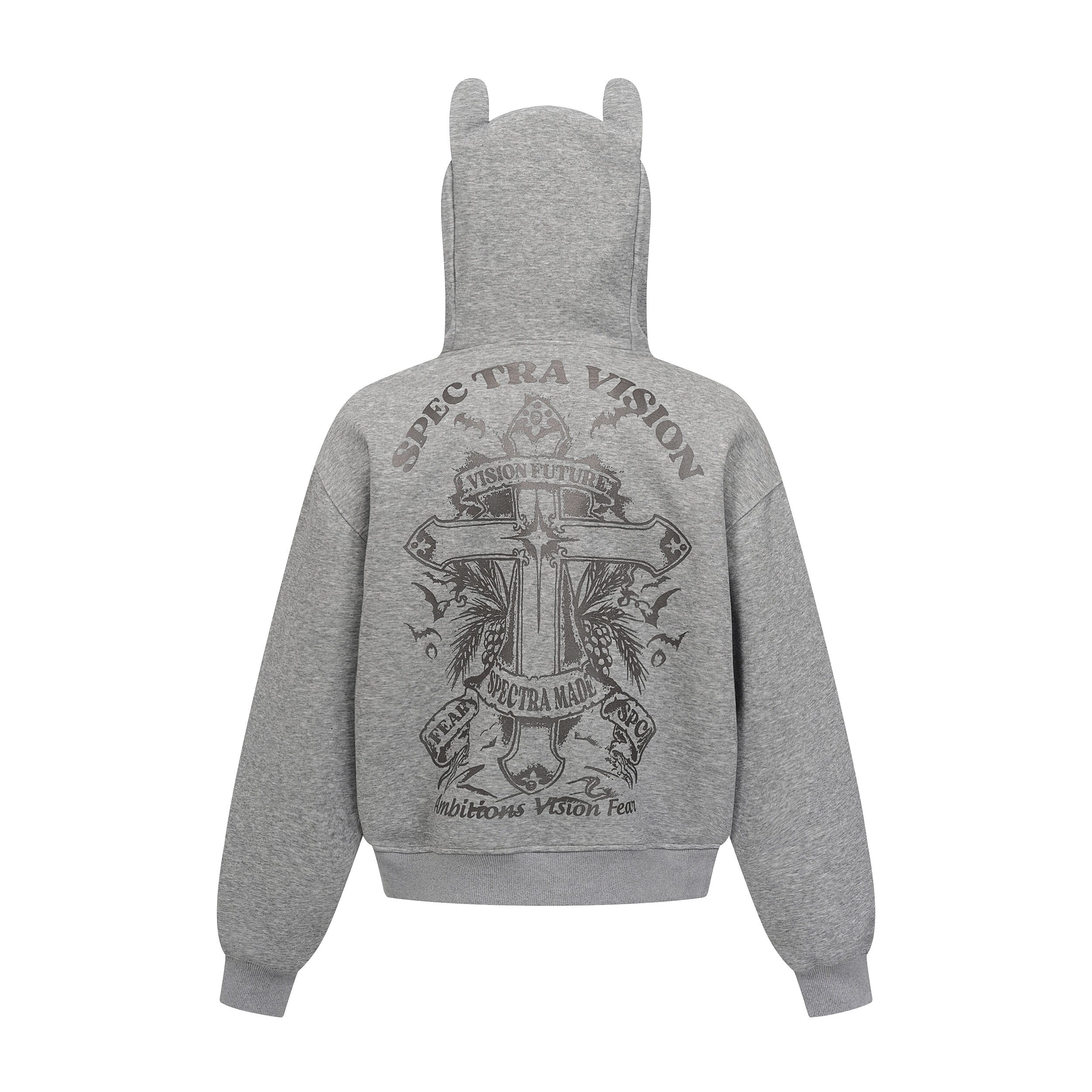 Devil-Horn Gothic Crest Zip Hoodie | Streetwear Statement