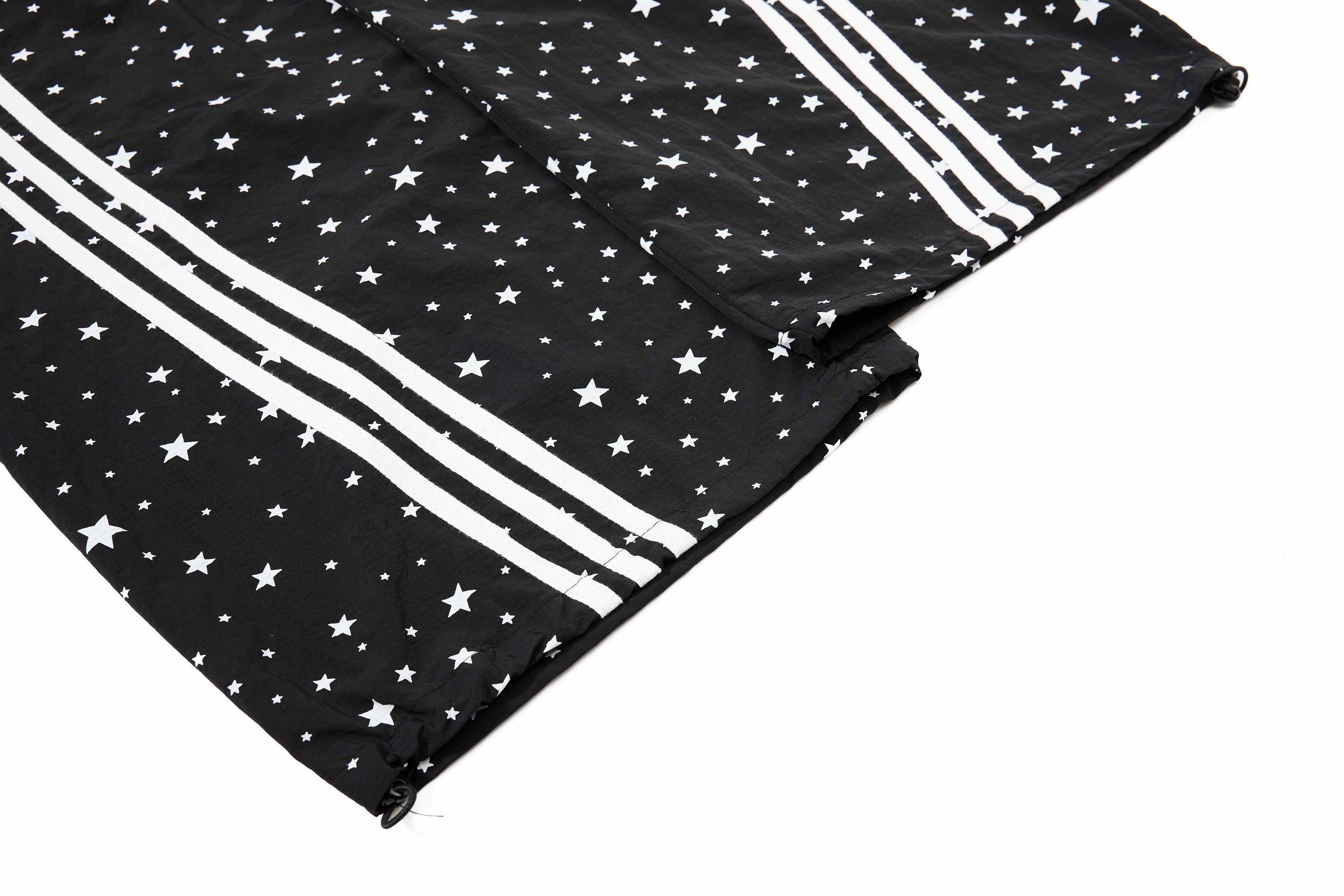 Star Print Wide-Leg Track Pants with Side Stripes | Streetwear