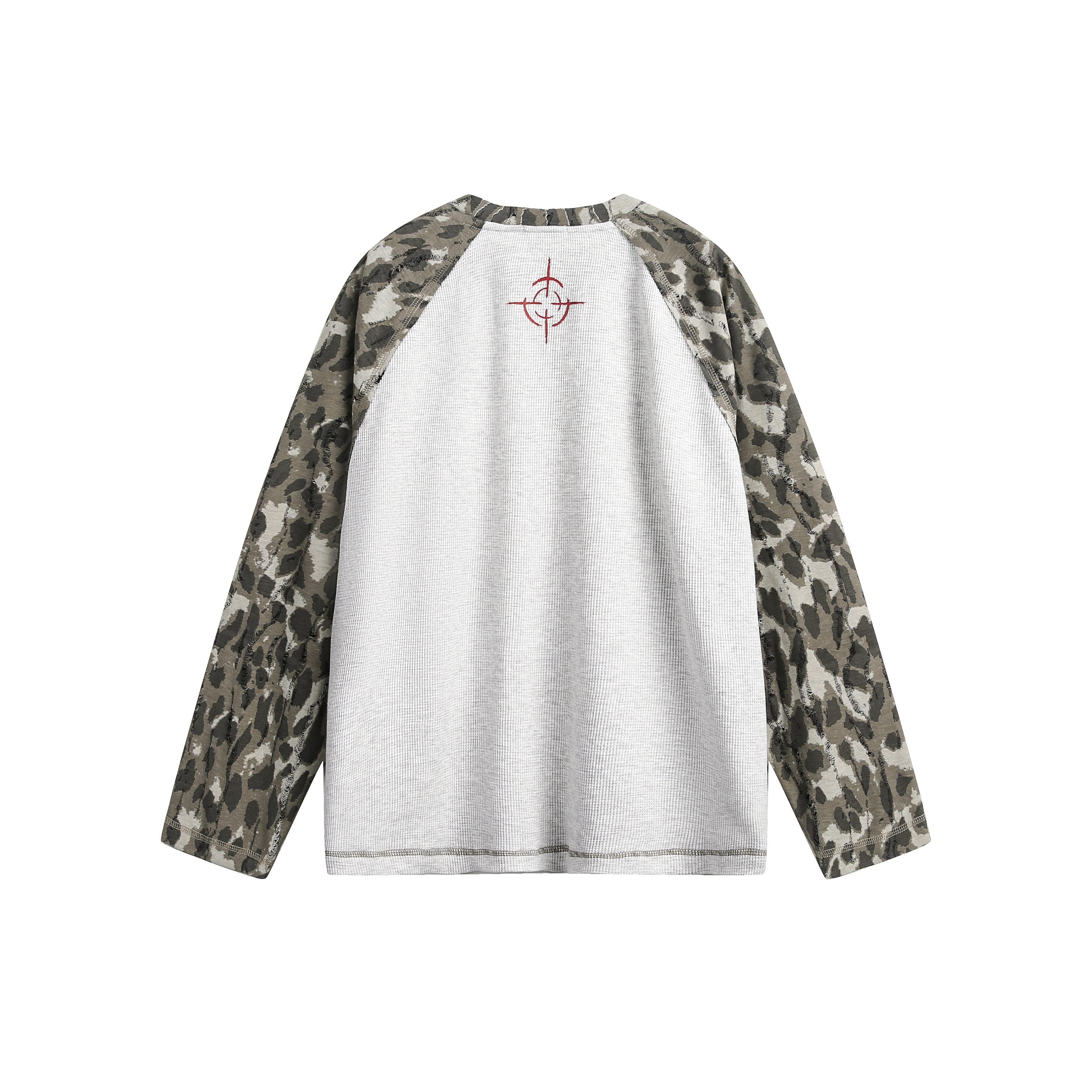 Leopard Camo Raglan Long Sleeve T-Shirt | Streetwear Graphic Tee