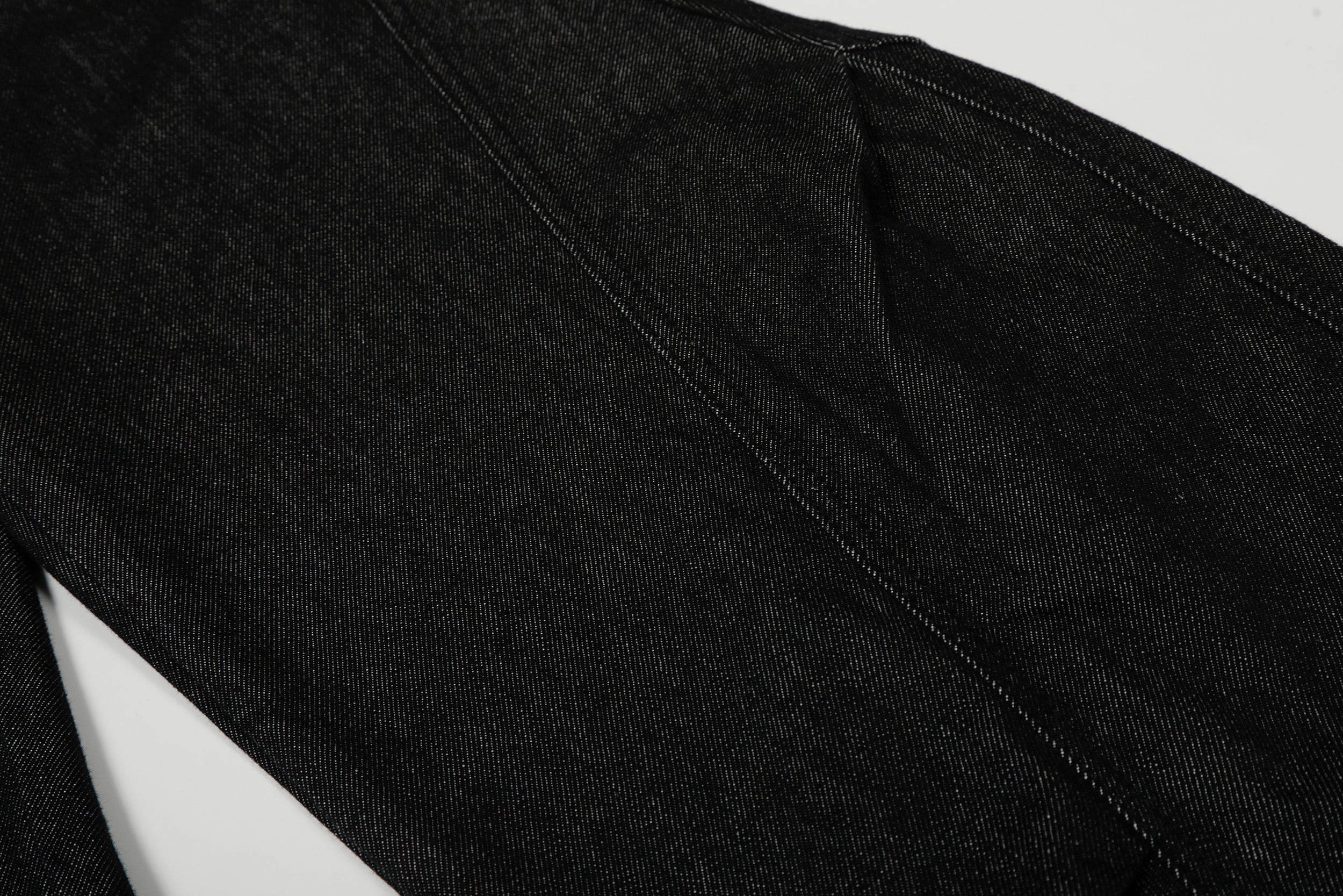 Structured Panel Balloon Wide-Leg Jeans in Black Denim