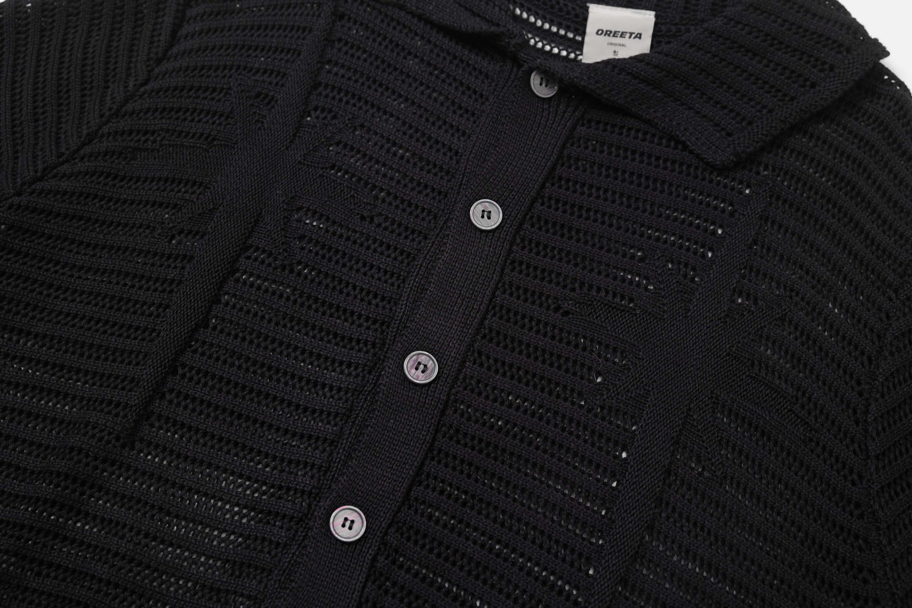 Omirad Open-Knit Star Shirt | Short-Sleeve Button-Up
