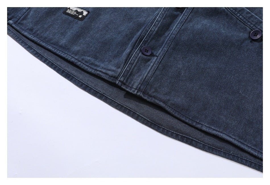 Dark Blue Denim Chambray Cardigan on Sale - Men's and Women's Long Sleeve Vintage Style - Seakoff