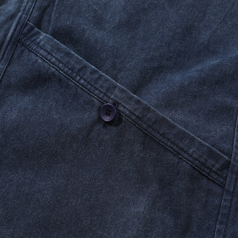 Dark Blue Denim Chambray Cardigan on Sale - Men's and Women's Long Sleeve Vintage Style - Seakoff