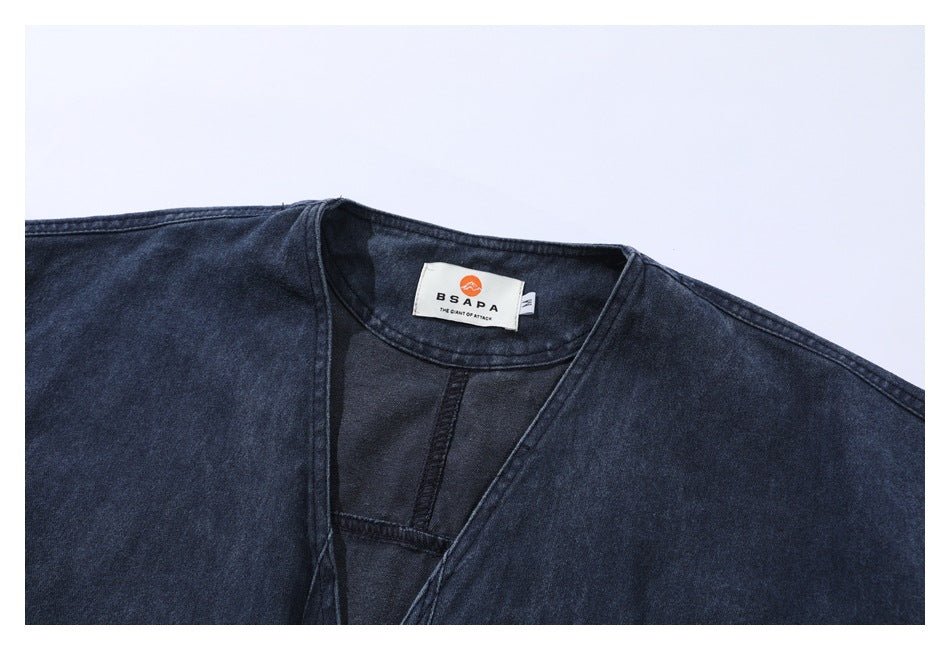 Dark Blue Denim Chambray Cardigan on Sale - Men's and Women's Long Sleeve Vintage Style - Seakoff