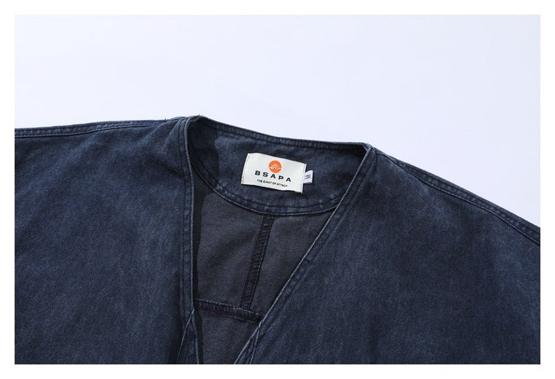 Dark Blue Denim Chambray Cardigan on Sale - Men's and Women's Long Sleeve Vintage Style - Seakoff