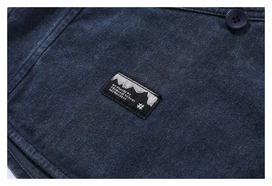 Dark Blue Denim Chambray Cardigan on Sale - Men&