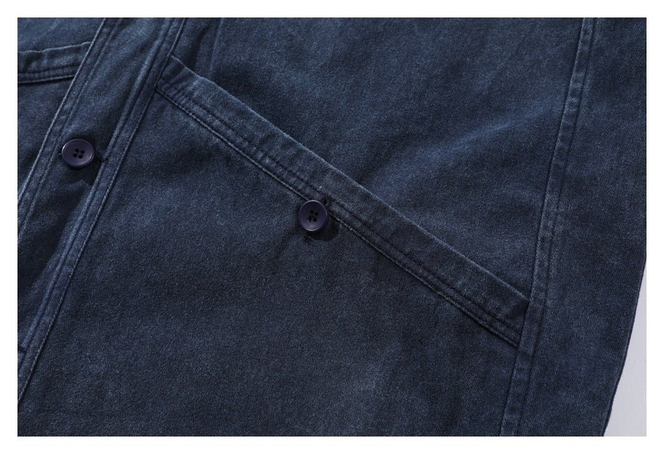 Dark Blue Denim Chambray Cardigan on Sale - Men's and Women's Long Sleeve Vintage Style - Seakoff