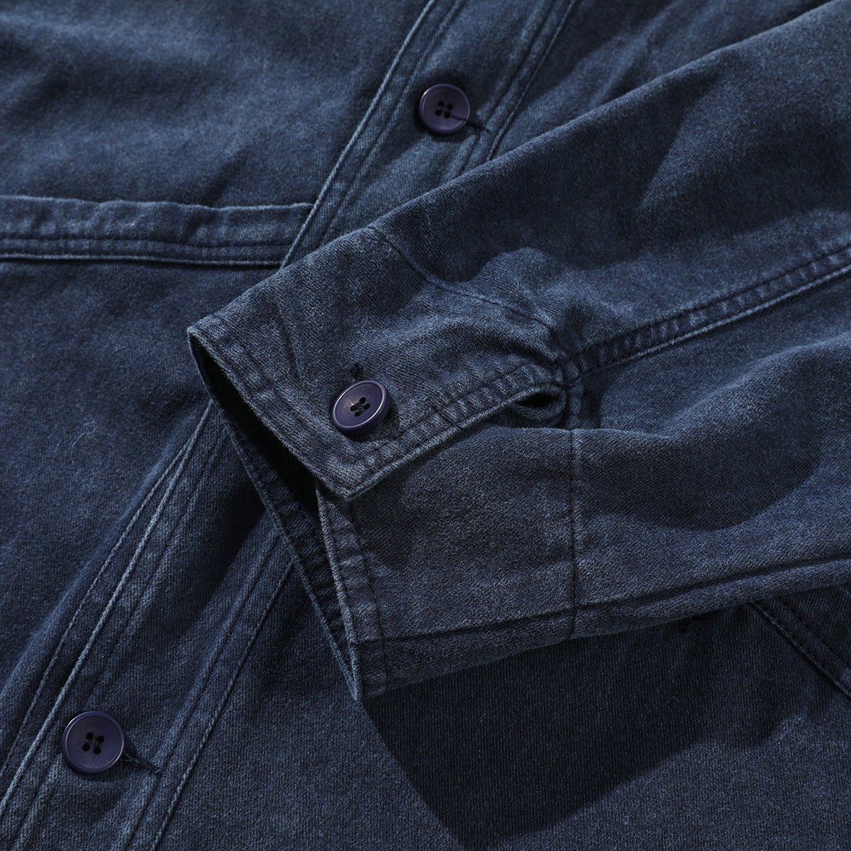 Dark Blue Denim Chambray Cardigan on Sale - Men's and Women's Long Sleeve Vintage Style - Seakoff