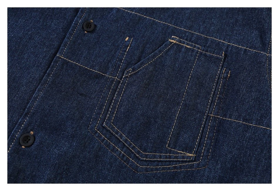 Dark Denim Chambray Shirt on Sale - Men's and Women's Short Sleeve Classic Style - Seakoff