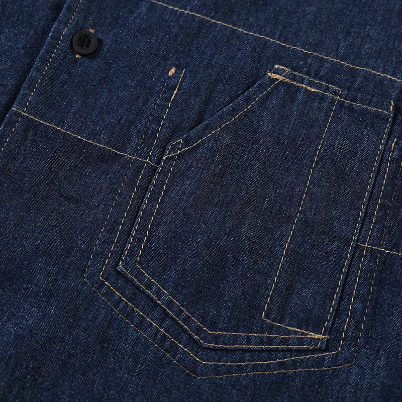 Dark Denim Chambray Shirt on Sale - Men's and Women's Short Sleeve Classic Style - Seakoff
