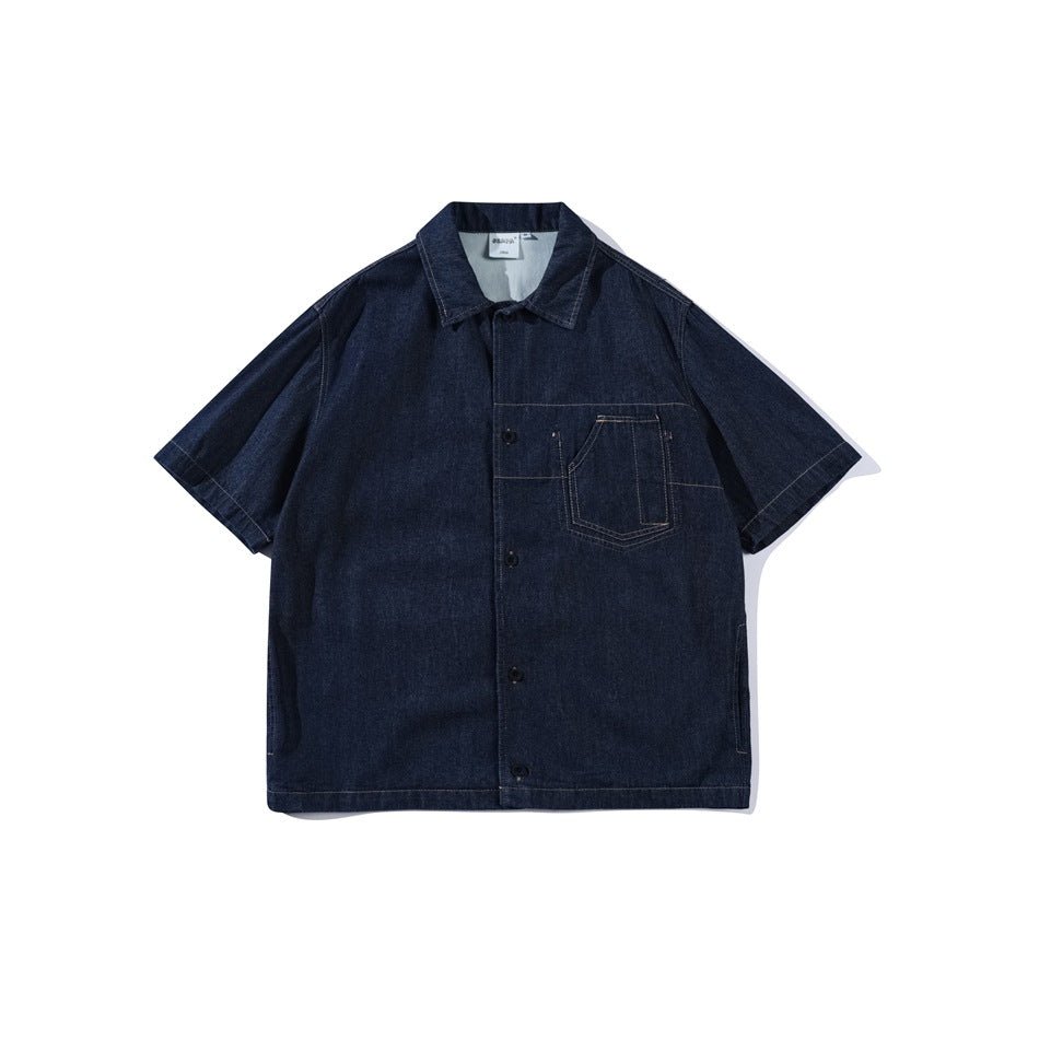 Dark Denim Chambray Shirt on Sale - Men's and Women's Short Sleeve Classic Style - Seakoff