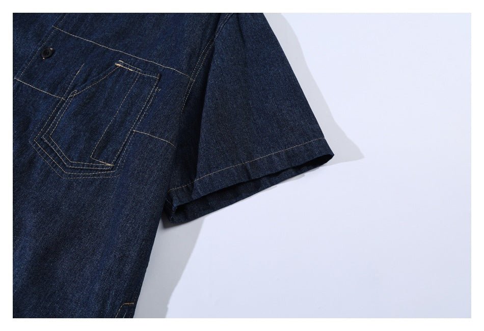 Dark Denim Chambray Shirt on Sale - Men's and Women's Short Sleeve Classic Style - Seakoff