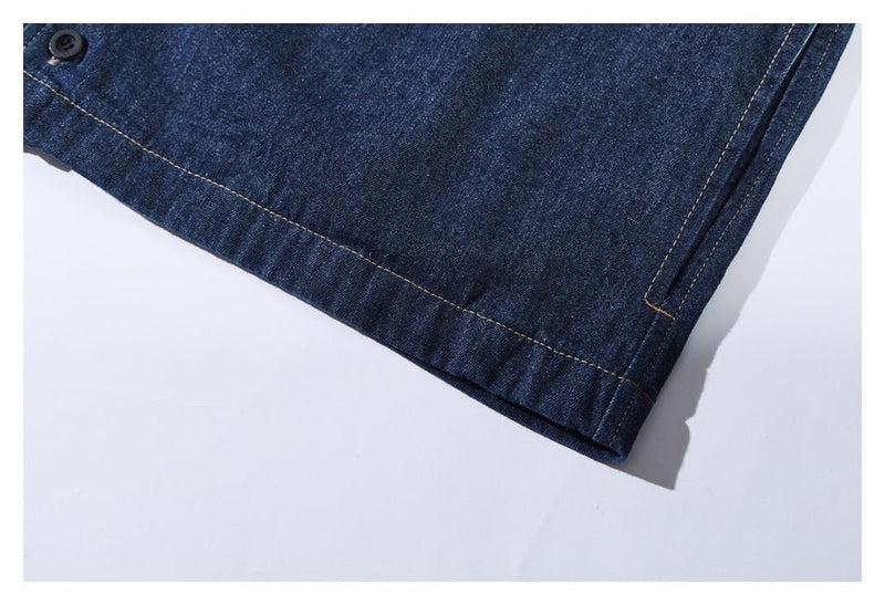 Dark Denim Chambray Shirt on Sale - Men's and Women's Short Sleeve Classic Style - Seakoff