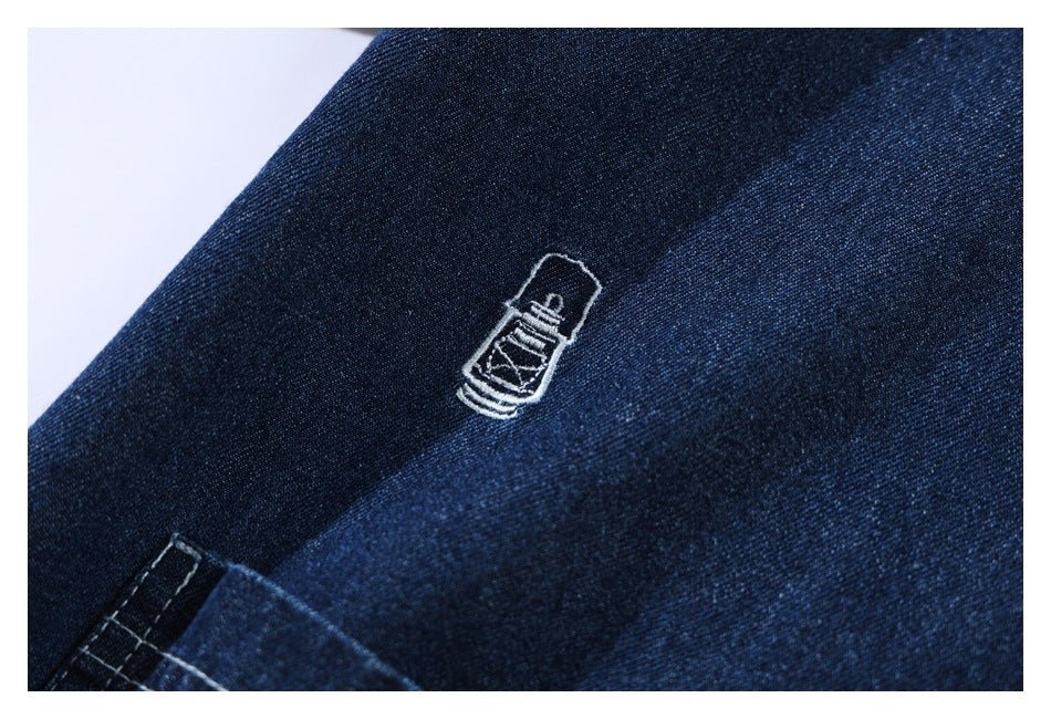 Dark Denim Chambray Work Shirt on Sale - Men's and Women's Short Sleeve Vintage Style - Seakoff