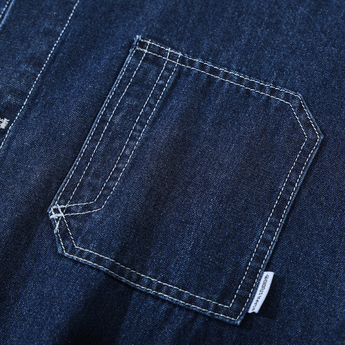 Dark Denim Chambray Work Shirt on Sale - Men's and Women's Short Sleeve Vintage Style - Seakoff