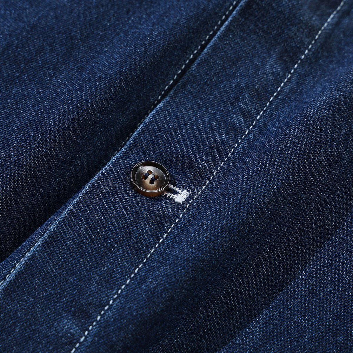 Dark Denim Chambray Work Shirt on Sale - Men's and Women's Short Sleeve Vintage Style - Seakoff
