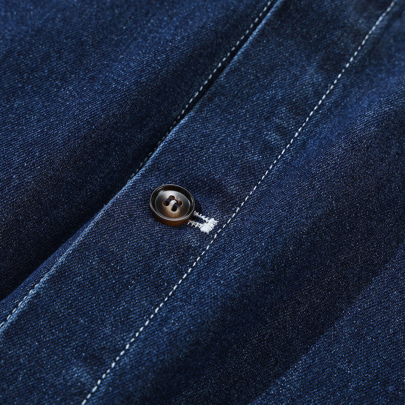 Dark Denim Chambray Work Shirt on Sale - Men's and Women's Short Sleeve Vintage Style - Seakoff