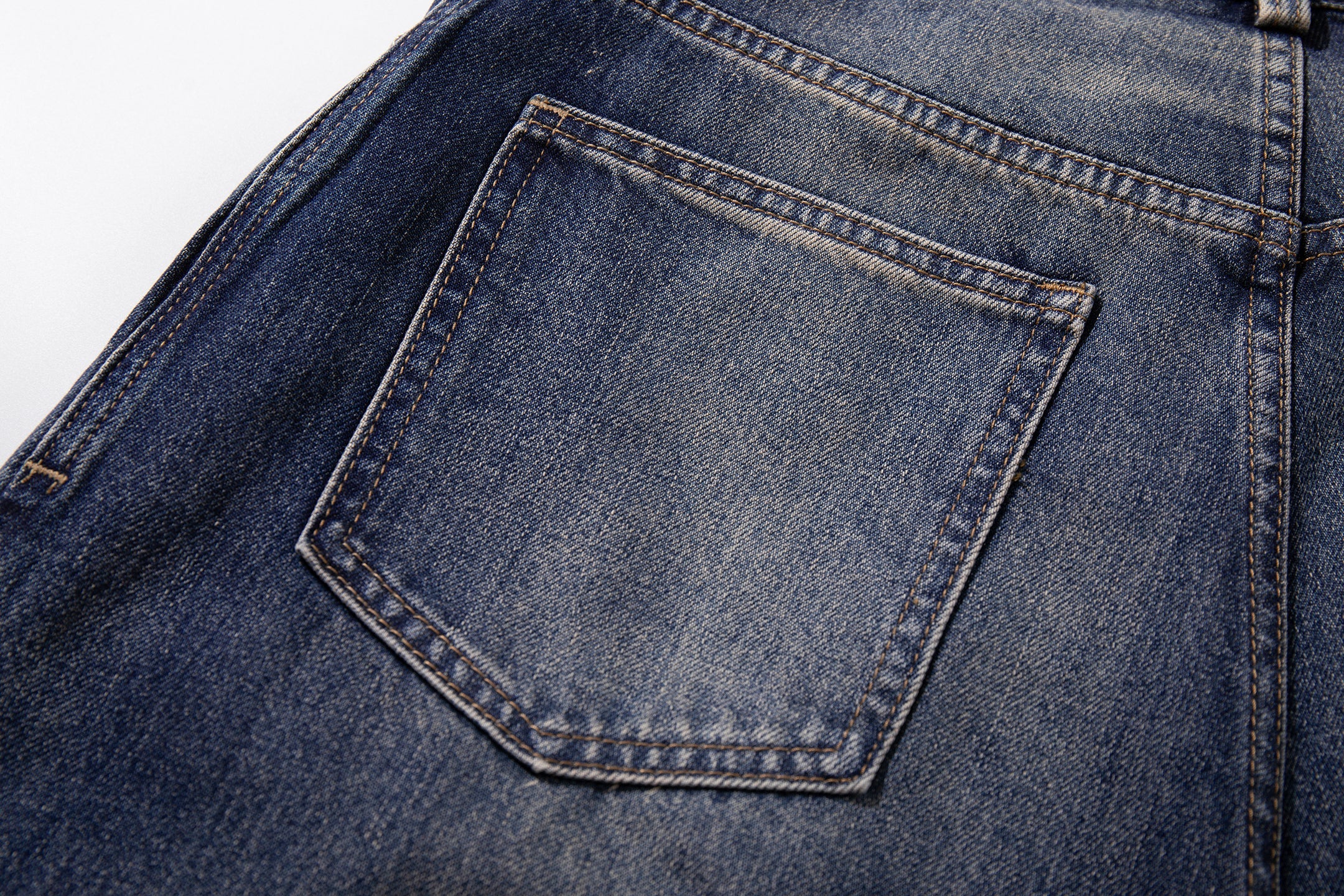 Rhinestone Wave Wide-Leg Jeans | Mid-Blue Washed Denim