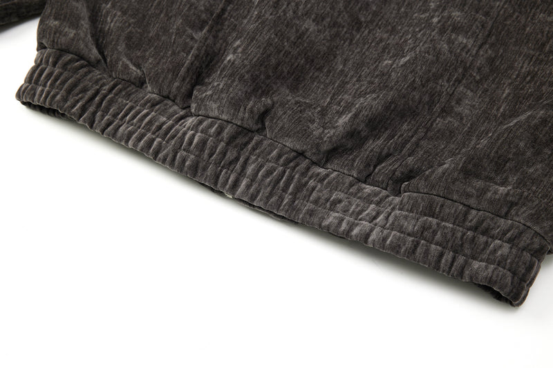 Omirad Chenille Bomber Jacket with Faux-Leather Collar