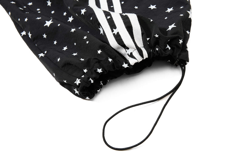 Star Print Wide-Leg Track Pants with Side Stripes | Streetwear