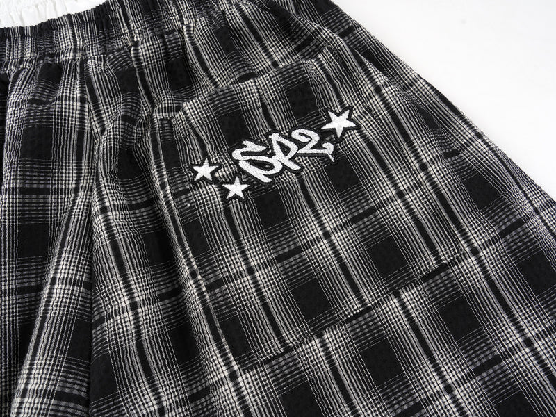 Omirad Plaid Wide-Leg Track Pants | Vintage Streetwear