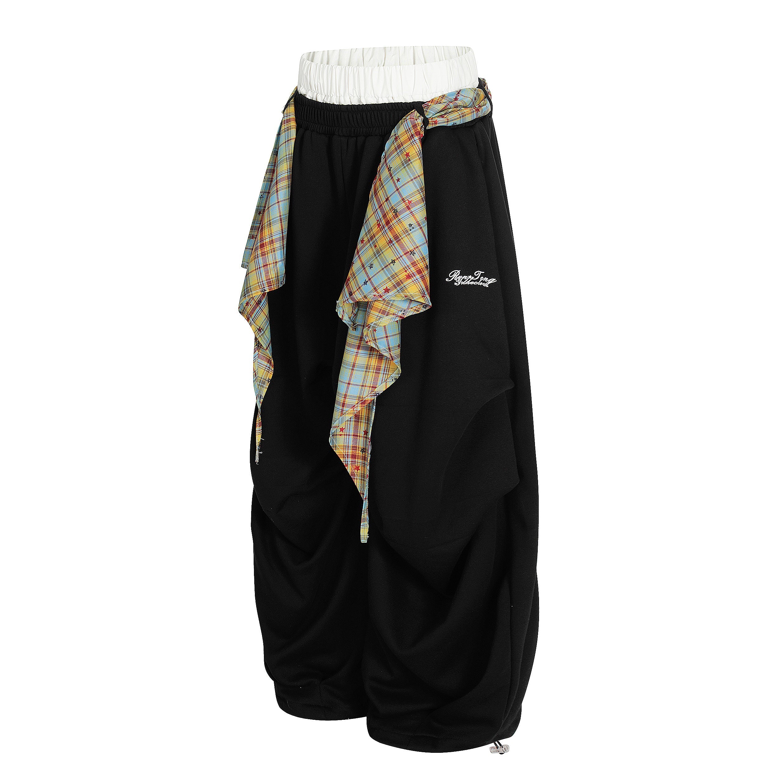 Plaid Drape Stacked Pants | Avant-Garde Streetwear