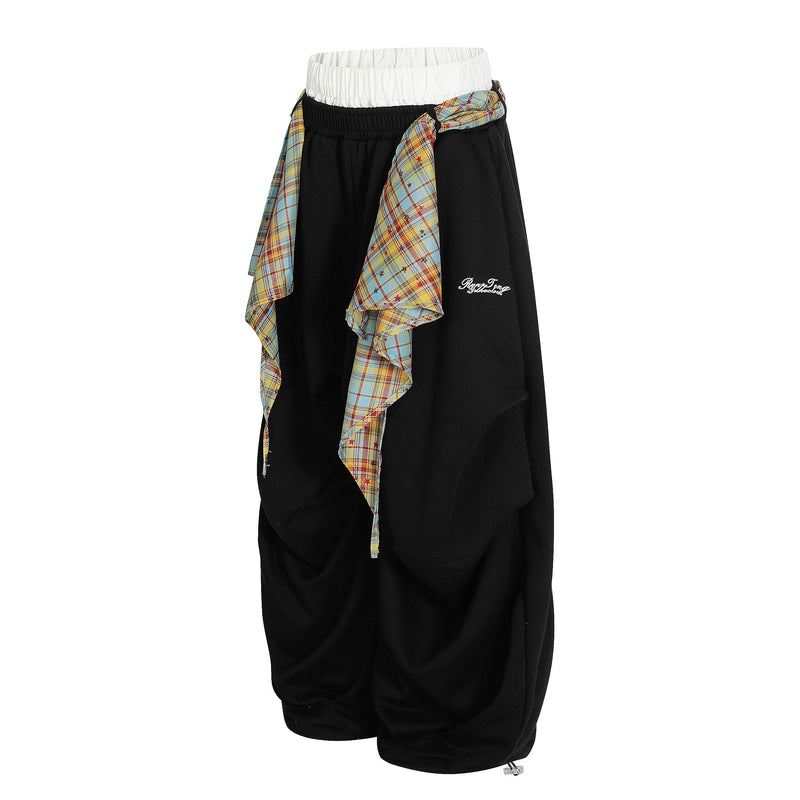 Plaid Drape Stacked Pants | Avant-Garde Streetwear