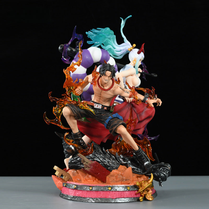 Ace and Yamato Action Figurine – 30cm with Flaming Effects – One Piece Collectible