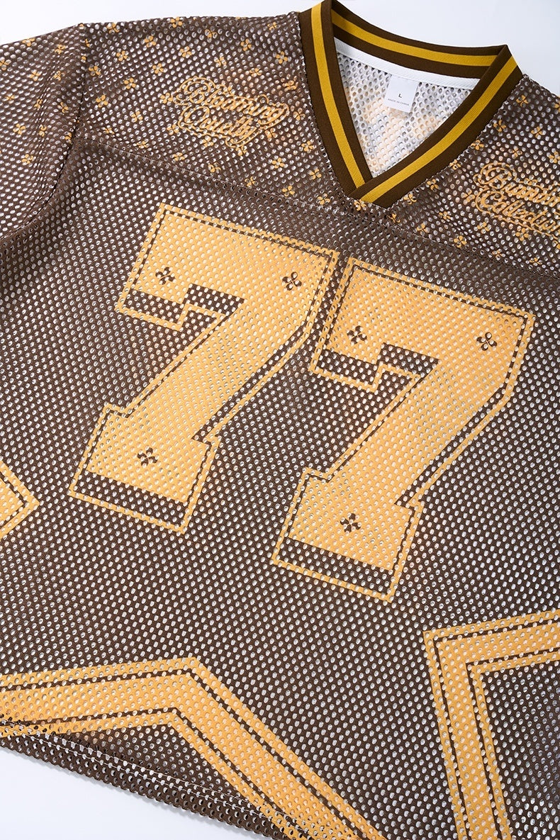 Omirad Retro Star 77 Mesh Jersey T-Shirt | Brown & Gold