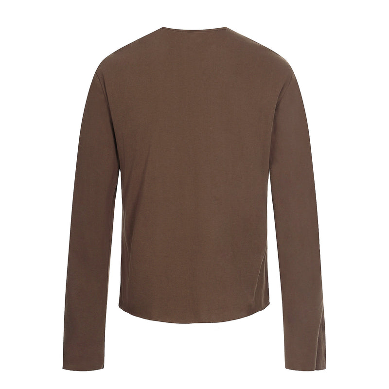 Brown long sleeve T-shirt, back view