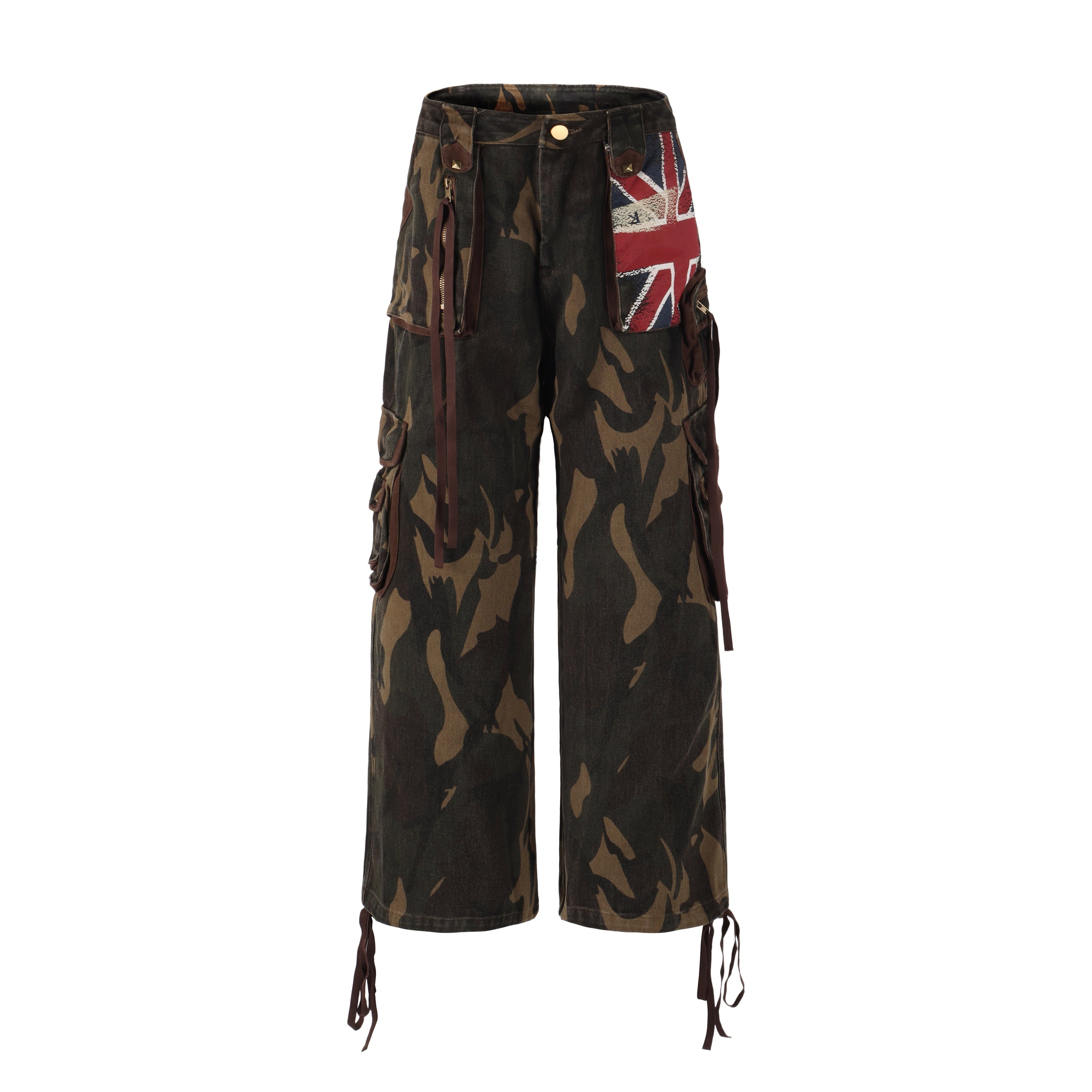 Omirad Camo Union Jack Cargo Pants | Wide-Leg Utility