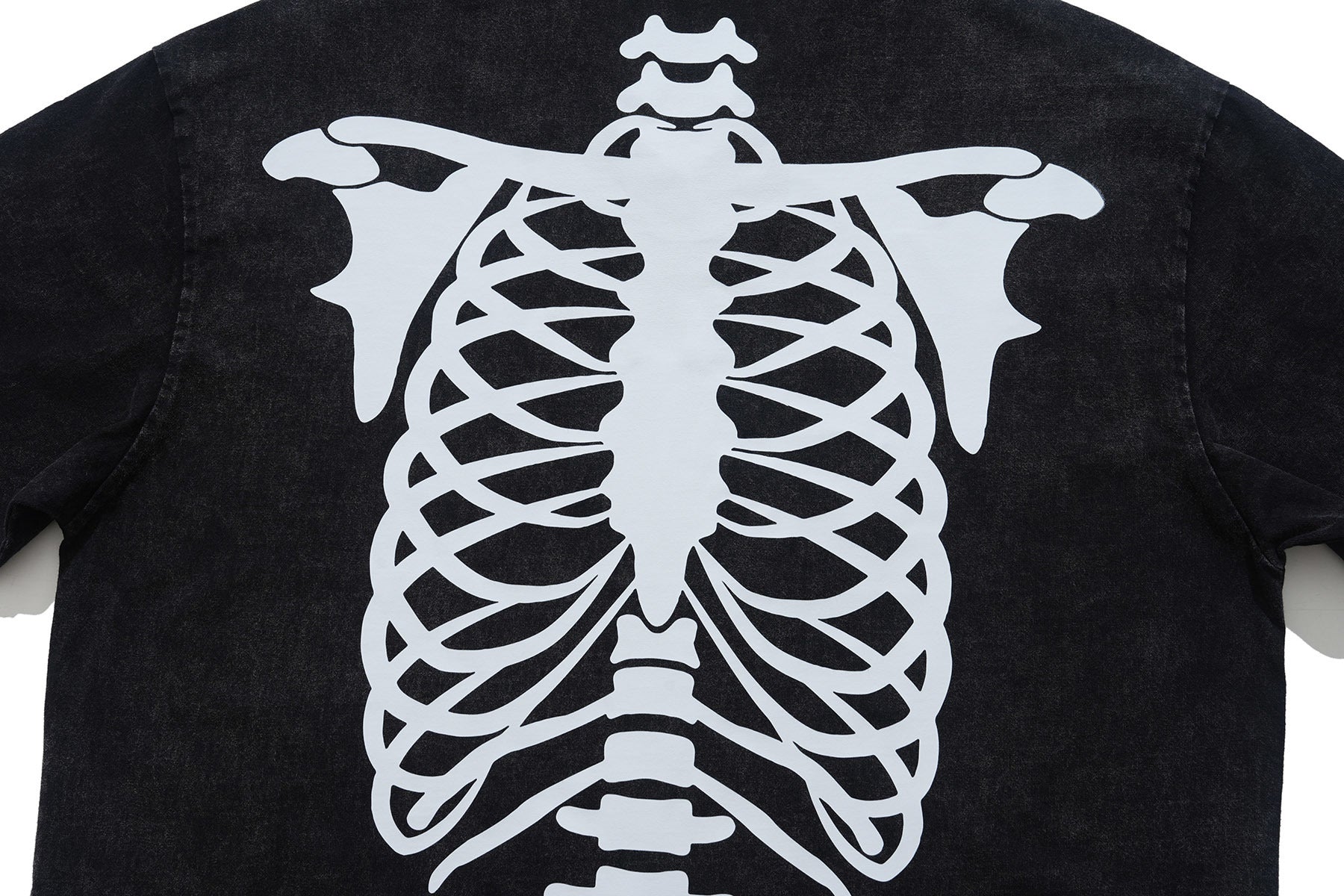 Omirad Darkness Spine Skeleton Graphic Washed Polo Shirt