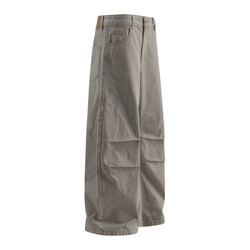 Panel Washed Wide-Leg Denim Pants | Streetwear Jeans