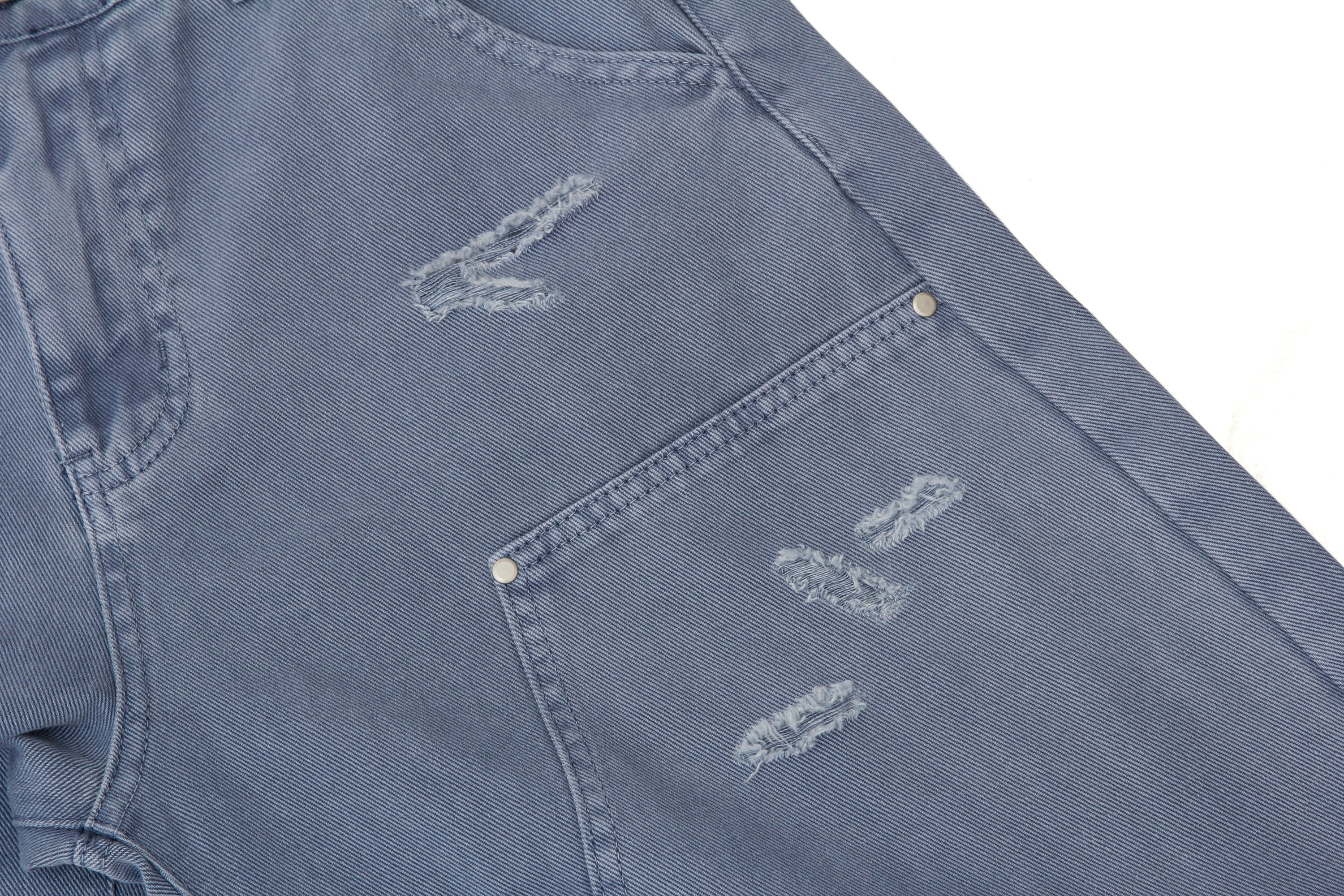Omirad Distressed Utility Wide Leg Jeans | Baggy Denim