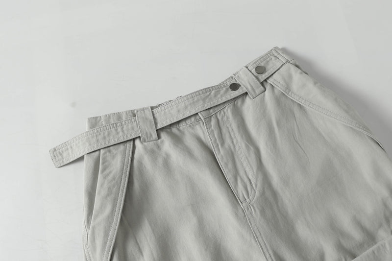 Wide-Leg Multi-Pocket Cargo Pants with Adjustable Hem