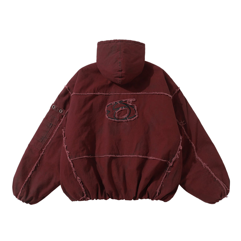 Omirad Distressed Hooded Zip Jacket | Raw-Edge Streetwear