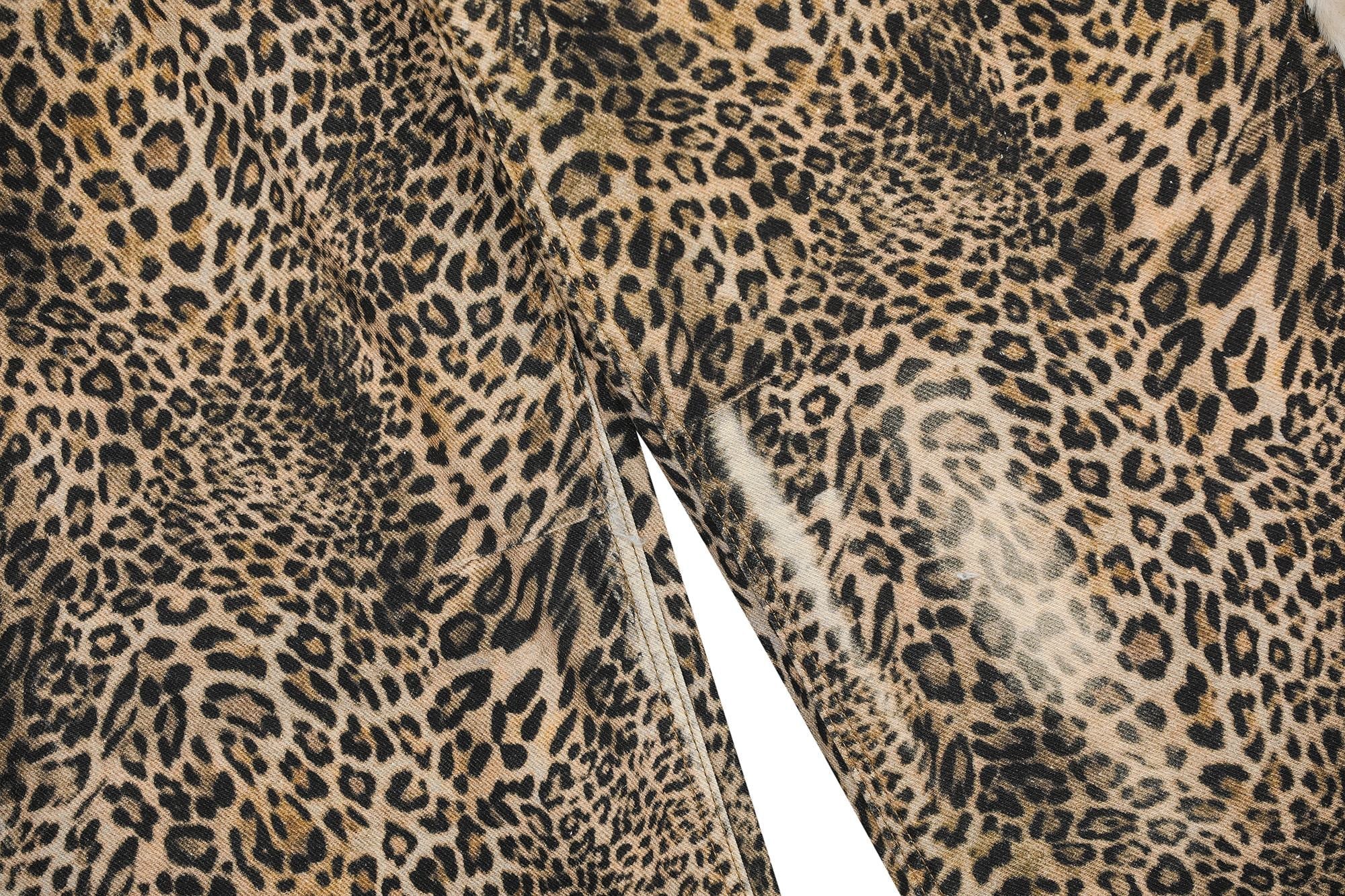 Leopard Print Fur-Trim Wide-Leg Jeans | Streetwear Statement