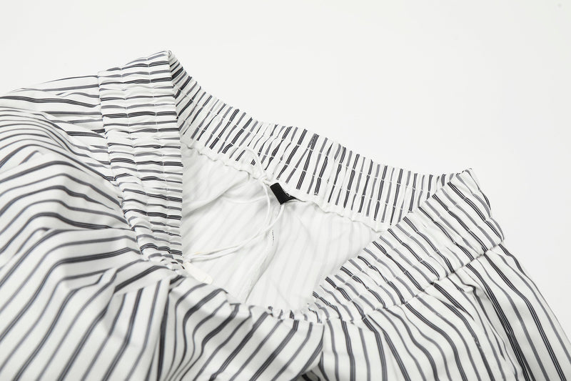 Striped Wide-Leg Relaxed Pants | Elastic Waist Lounge Trousers