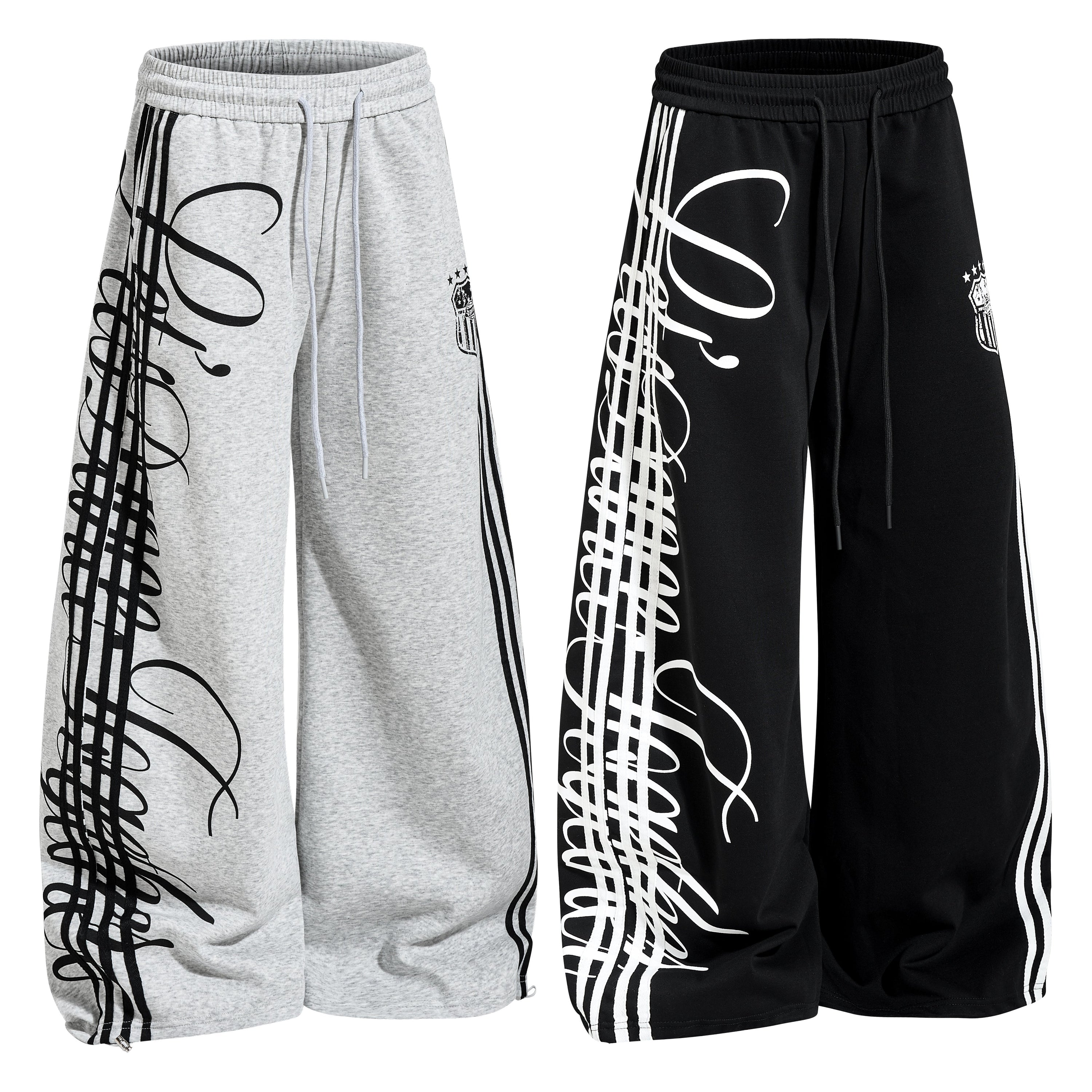 Omirad Script Stripe Wide-Leg Sweatpants | Streetwear