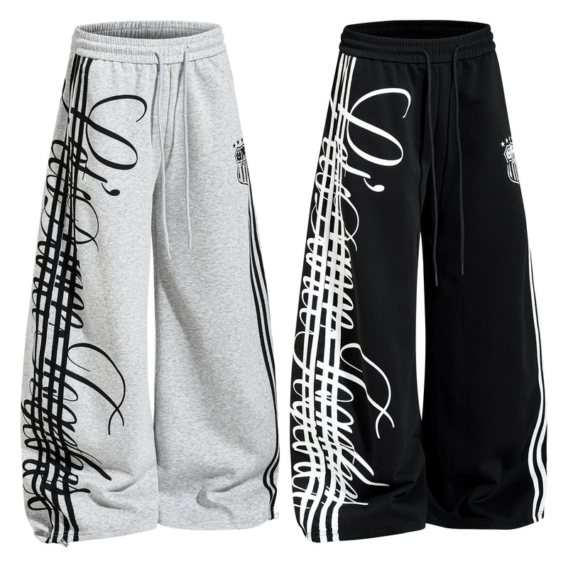 Omirad Script Stripe Wide-Leg Sweatpants | Streetwear