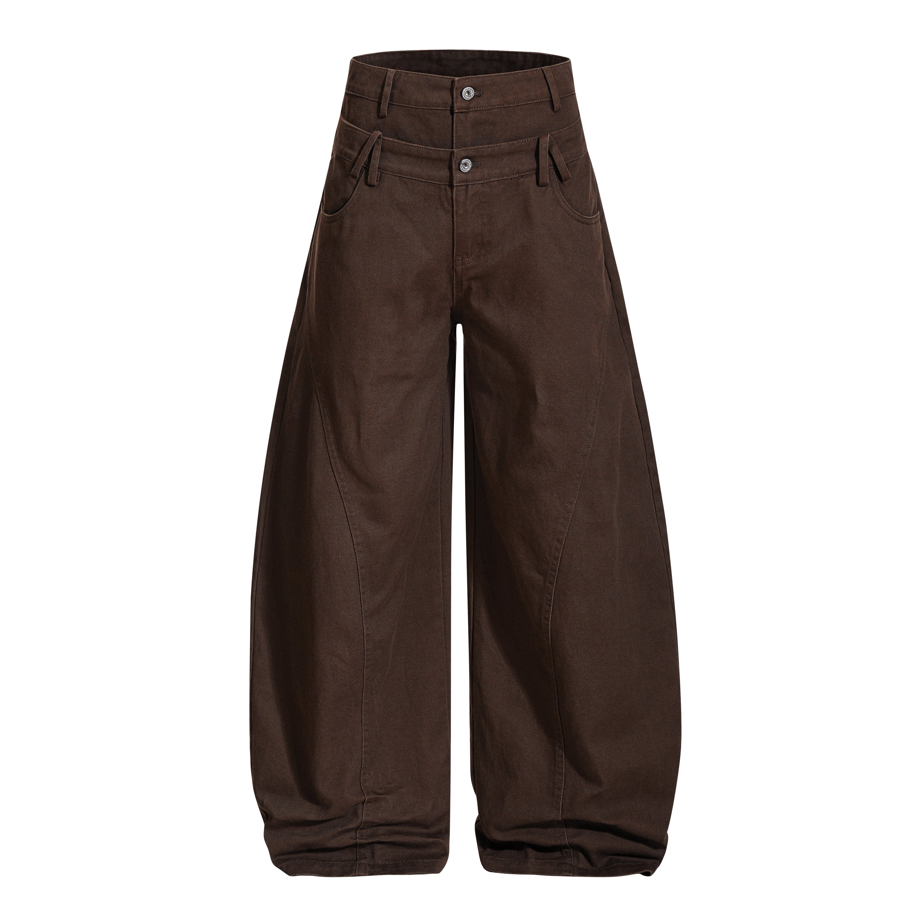 Double-Waist Curved Wide-Leg Pants | Balloon Silhouette